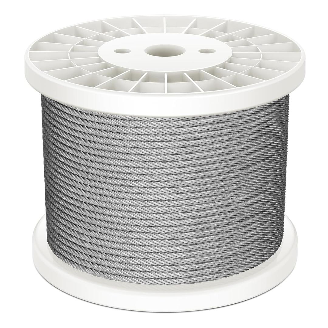 WAYSKA 350FT 3/16" 304 Stainless Steel Cable, Heavy Duty 7x19 Strands Wire Rope 3700lbs Load for Deck Railing, Zip Lines, Clotheslines and DIY Balustrades, 2 Pcs