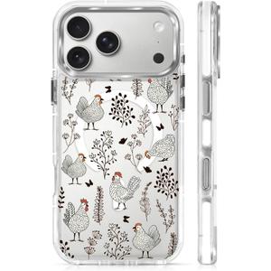 for iPhone 17 Pro Max Case [Compatible with Magsafe],Girls Women Clear Magnetic Case Silicone Shockproof Protective Cover with Pattern Chicken Butterfly Flower