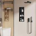 36x12 Inch No Tile Needed Shower Niche - 304 Stainless Steel Niche Shower with 3- Tier Shelves Recessed Wall Niches for Bathroom Storage,Matte Black, 36 X 12 X 4.13 Inches