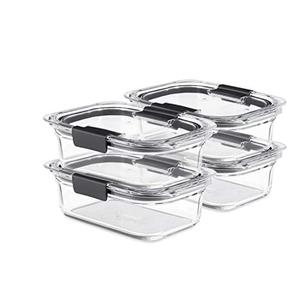 Rubbermaid Brilliance Glass Food Storage Containers, 3.2 Cup, Set of 2, BPA-Free, Leak-Proof, Clear