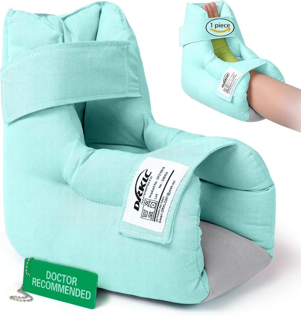 Heel Protector Cushion Pillow to Relieve Pressure from Sores and Ulcers, Adjustable Foot for Bedridden Patients Supplies, Ankle Pillow for Heel Pain (Light Green - 1 PC)