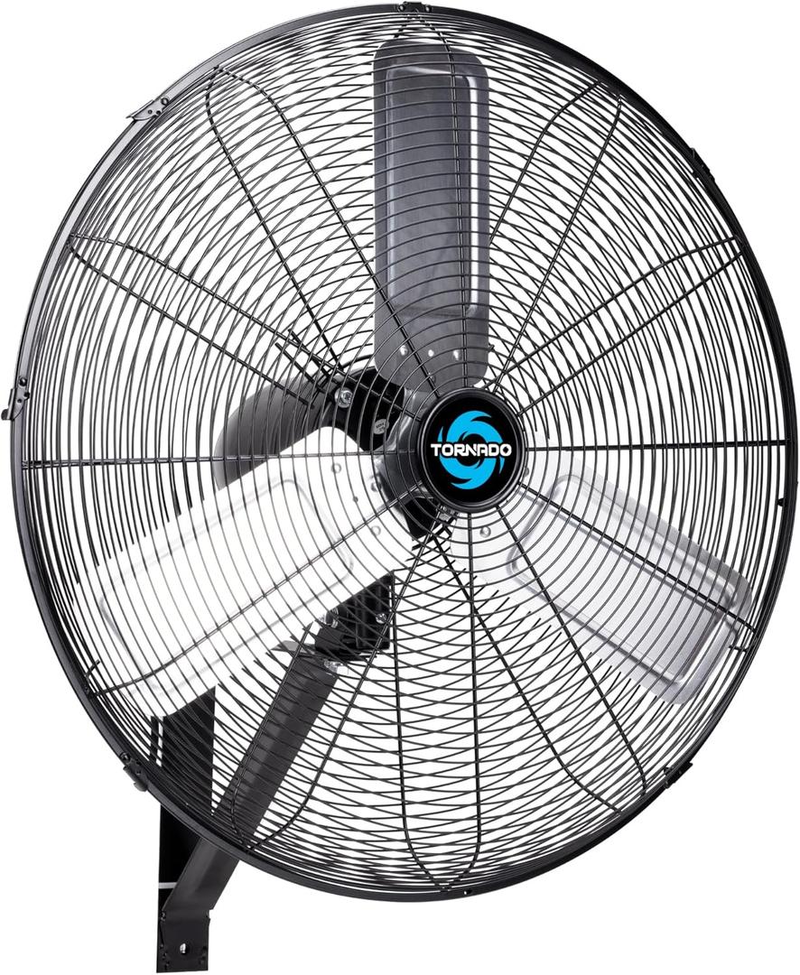 Tornado 24 Inch Pro Series High-Velocity Oscillating Wall Fan  3-Speed, 7200 CFM, 6.6 FT Cord  UL Safety Certified for Commercial & Industrial Use (Black)