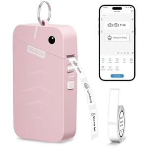 ORGSTA S001 Label Maker Machine with Tape, Portable Bluetooth Label Maker for Home and Office Organization, Thermal Label Printer Mini Sticker Maker with Multiple Templates, Pink