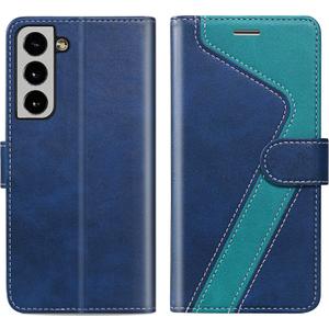 for Samsung Galaxy s22 6.1" Wallet Case, Flip Case with RFID Blocking Credit Card Holder, PU Leather Matching Phone Case for Samsung S22,Blue Green