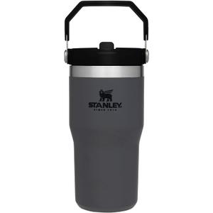 Stanley IceFlow Flip Straw Tumbler with Handle 20 oz | Twist On Lid and Flip Up Straw | Leak Resistant Water Bottle | Insulated Stainless Steel |BPA-Free | Charcoal