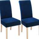 Smiry Velvet Stretch Dining Room Chair Covers Set of 2, Soft Removable Washable Chair Slipcovers Kitchen Parsons Chair Protector, Federal Blue