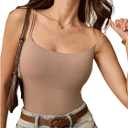 SOLY HUX Women's Spaghetti Strap Camisole Sleeveless Padded Basic Layering Fitted Cami Tops (Beige, S)