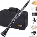 YANASON Bb clarinet for beginners, Bb nickel-plated 17-keys clarinet, suitable for students, professionals, school bands with Hard Foam Case,Barrels*2,Pads*8,Stand, Cleaning Kit,Gloves,Strap,Reeds*8