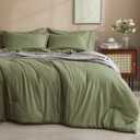 PHF 7 Pieces King Comforter Set, Lightweight Bed in A Bag & 18" Sheet Set for All Season, Ultra Soft Cozy Bedding with Comforter, Sheets, Pillowcases & Shams, Olive Green