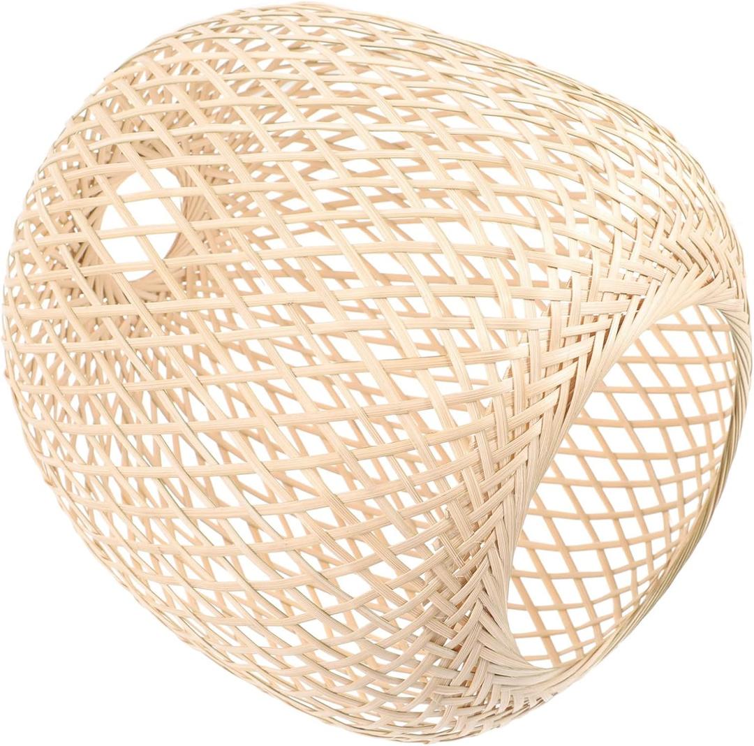 ORFOFE Large Woven Lampshade Bamboo Lamp Cover Pendant Lamp Cover Wicker Decorative Lampshade, 20x20cm