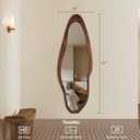TheiaMo Irregular Full Length Mirror, 67"x24" Wooden Farmhouse Full Body Mirror, Large Asymmetrical Wall Mirrors for for Living Room Entryway Bedroom, Horizontal/Vertical, Woodgrain Brown