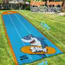 Spring Water Slip and Water Slide for Kids Backyard, 17ft*3 Racing Lanes Slip Water Slides with Sprinkler for Age 5-8 8-12, Summer Outdoor Water Toy with 3 Inflatable Bodyboards