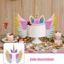 LUOEM Glitter Cake Toppers with Wings 3 Pcs Edible Cake Decorations for Birthday Baby Shower Wedding Party and Home Celebration