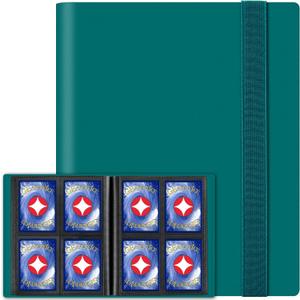 GEAoffice Card Binder - 4 Pocket Trading Card Album Folder - 160 Side Loading Pockets Binder for TCG, MTG, Sports&Game Cards - Gifts for Card Collection (Peacock blue)