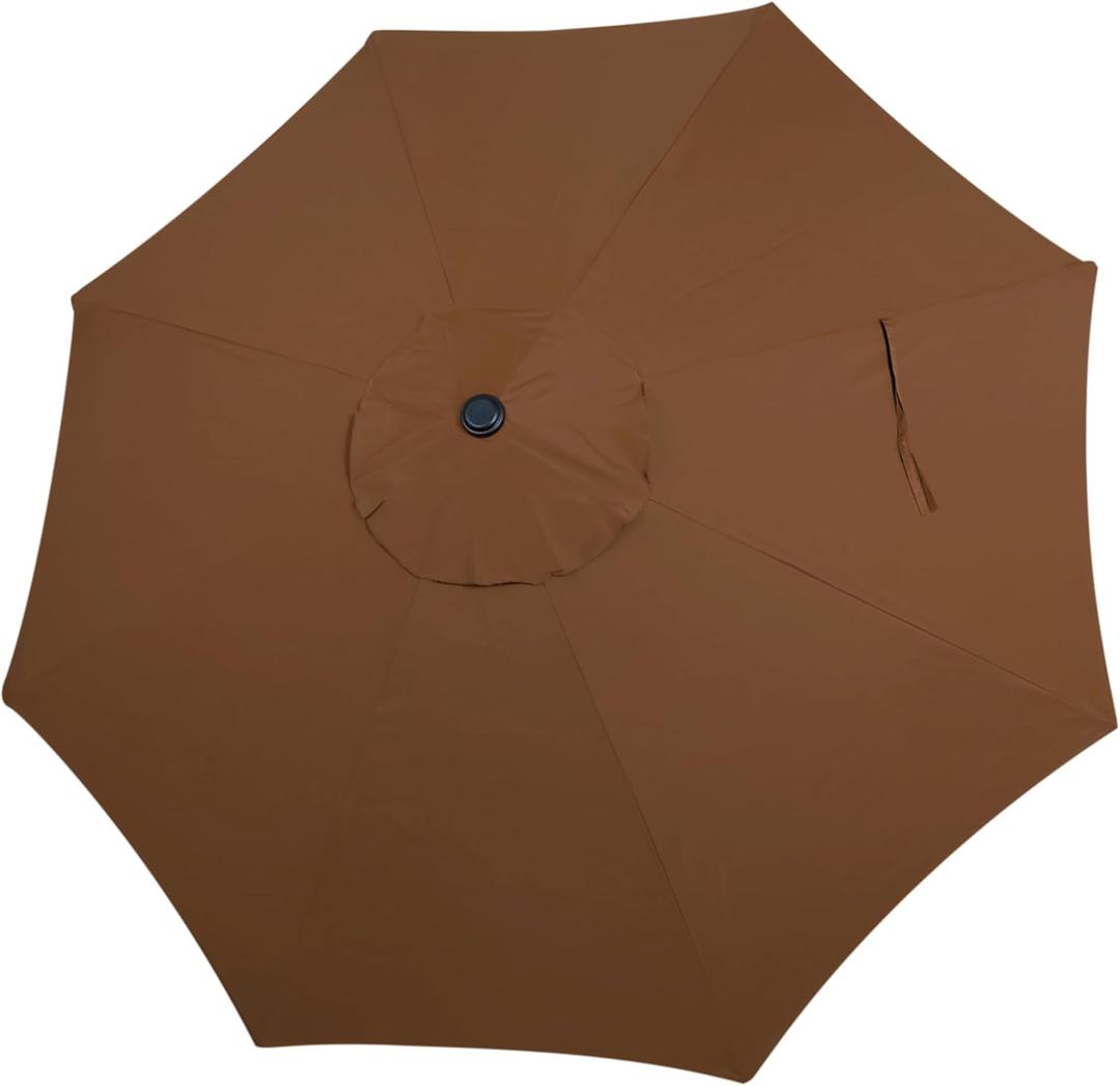 Blissun 9ft Patio Umbrella Replacement Canopy, Market Umbrella Top, Outdoor Table Umbrella Canopy for 8 Ribs, Canopy Only (Brown)