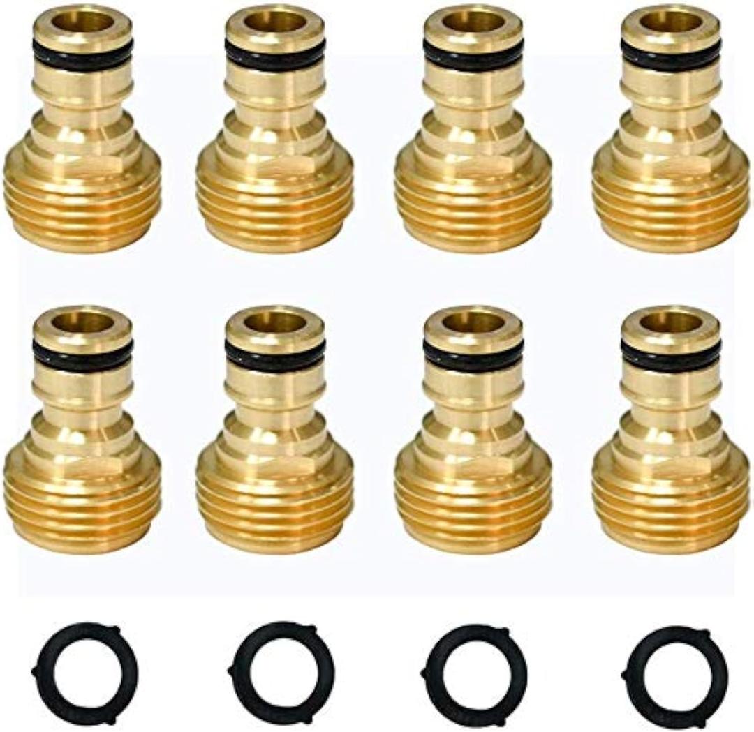 Garden Hose Quick Connector 3/4 inch GHT Brass Easy Connect Fitting Male Only (3/4" 8PCS)