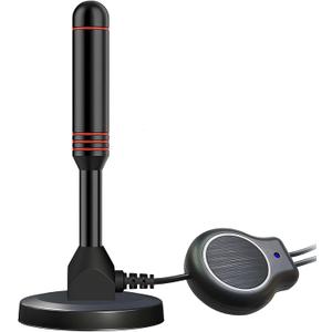 TV Antenna with Magnetic Base - 4K HD Digital Indoor TV Antenna - Amplified HDTV Antenna 360 Long Reception Range with Signal Booster - TV Aerial Support All Types TV, Small