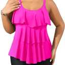Yonique Women's Plus Size Tankini Swimsuits with Shorts Two Piece Bathing Suits Ruffle Swimsuits Tummy Control Swimwear, XXL