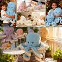 DENTRUN Octopus Stuffed Animals, Giant Octopus Plush Doll Play Toys for Kids Girls Boys Adults Birthday Xmas Halloween Present Stuffed Sea Animals Plushie, 32 Inches