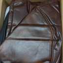 HIGOGOGO Round Stuffed Pouf Ottoman, Pu Leather Poufs with Foam Chunk Filling, Furry and Fluffy Pouf Foot Stool Storage Ottoman, 26 X 18 Floor Poufs Foot Rest for Living Room,Dark Brown