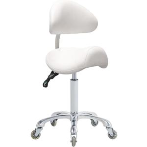 Antlu Saddle Stool Rolling Chair with Back Support,Esthetician Tattoo Dental Stool Chair,Lash Chairs for Eyelash Tech Massage Salon(White,with Backrest)