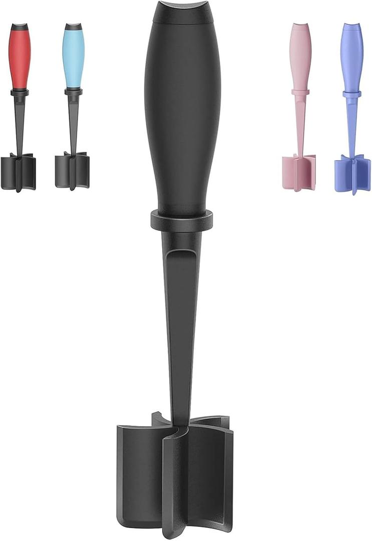 Meat Chopper, 5 Curve Blades Ground Beef Masher, Heat Resistant Meat Masher Tool for Hamburger Meat, Ground Beef, Turkey and More, Nylon Hamburger Chopper Utensil Non-scratch Utensils (1Pack, Black)