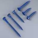 35Pcs 1/4 x 3-1/4 Inch Concrete Screws Anchor with Drill Bit, Blue Flat Head Masonry Brick Stucco Cement Block Screws, Diamond Point