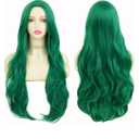 Tseses Green Long Curly Wave Wig for Women Middle Part Curly Wig Natural Looking Synthetic Fibre Hair Wig for Halloween Party Cosplay Use