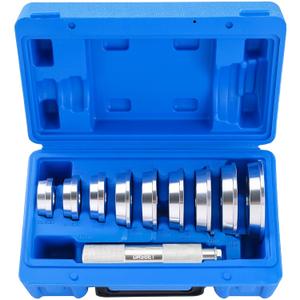 DASBET 10pcs Bearing Race and Seal Driver Set | Aluminum Bushing Press Kit with Seal Driver and 9 Adapters for Bearing Installation (39.5-81 mm)