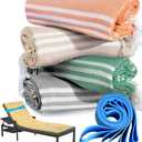 4 Packs Turkish Beach Towel Pool Swim Towels Soft Extra Large Sand Free Quick Dry Lightweight Travel Carnival Cruise Ship Essentials Accessories Camping Must Haves Packing List Clearance Oversized