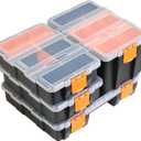 Torin AG421B Hardware & Parts Organizers: 4 Piece Versatile And Durable Storage Toolbox for Bolts, Screws, Nails, Nuts and Small Hardware, Black/Orange
