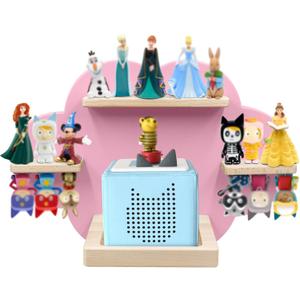 Taladad for TonieBox and Tonie Shelf Cloud,Tonies Storage for 12-20 Tonie Figures Characters Magnetic Wall Shelf for Tonies Toniebox, Charging Station (Pink)