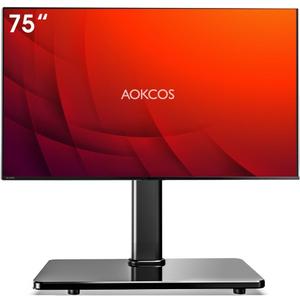 Tabletop Swivel TV Stand, Universal TV Stand for 32-75 inch LCD/LED/OLED TV with Tilt, 8 Levels Height Adjustable TV Mount Stand with Tempered Glass Base, MAX VESA 4000x600mm, Holds up to 99lbs (Black)