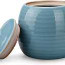 Kitchen Canisters Vintage Ceramic Food Storage Jar with Airtight Lid for Tea, Coffee, Herb, Sugar, Spice, Nuts (Blue(ICE))