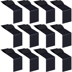 12 Pack Satin Table Runner 12 x 108 Inch Long Satin Table Runner for for Christmas, Birthday Parties, Banquets, Graduations, Engagements (Black)