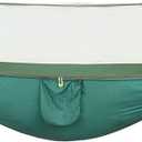 Portable Camping Hammock, Integrated Mosquito Net Design, Breathable Tear-Resistant Nylon, Outdoor Travel Equipment, Ultralight Suspension Sleeping System (Green)