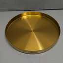 Gold Tray Round Serving Platter - Metal Decorative Plate for Bar Club Lounge Coffee Table Centerpieces Perfume Vanity Jewelry Display Cosmetic Storage Counter Bathroom Organizer (12" W x 1.1" H)