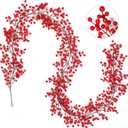 Joyhalo Red Berry Garland - 8.9 FT Christmas Holly Berry Vine for Christmas Tree, Winter Berry Garland for Mantle Xmas Tree Window Door Hanging Indoor Outdoor Holiday Decoration (1 Pack)