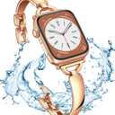 Gold Stainless Steel Band Compatible Apple Watch Slim Starlight Bracelet Women 38mm 40mm 41mm 46mm 42mm 44mm 45mm 49mm.Jullstar Dressy Bling Silver Rose Gold Thin Metal Bangle for iphone Watch Wristband Series Ultra SE 10 9 8 7 6 5 4 3 2 1