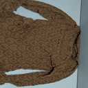 MakeMeChic Women's Mock Neck Bell Sleeve T Shirt Textured Fitted Dressy Tops Coffee Brown Small
