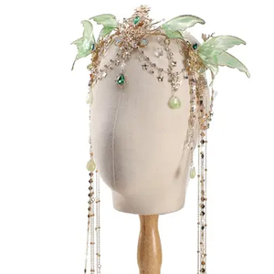MOSTORY Handmade Moon Elf Crown - Fairy Flower Headpiece Woodland Crown Elven Circlet for Women Girls Renaissance Halloween Cosplay Photo Shoot