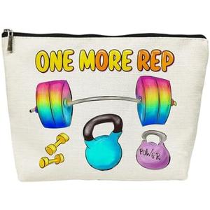 SIUNY Workout Gym Exercise Gifts for Fitness Lovers Women Cosmetic Bags -Funny Gifts for Female Friends Sister Coworker One More Rep Small Makeup Travel Bag