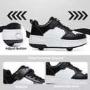 HSQ Fashion Sneaker Roller Skate Shoes for Boys Girls Kids Detachable Wheeled 2 in 1 Skating Shoes with Wheels, 5 Big Kid