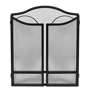 Folding Fireplace Screen Gate for Kids/Pets, Wrought Iron Decor Mesh Fireplace Screen Protector, Fire Spark Guard for Indoor Outdoor Beautiful Scenery
