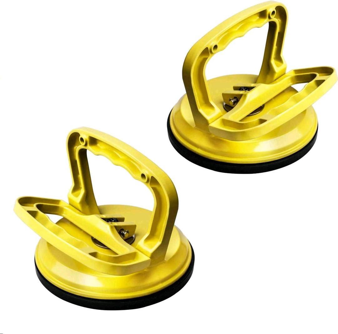 Glass Suction Cup Heavy Duty Aluminum Vacuum Plate Puller Handle Holder Hooks Duty Galss Lifting/Tile Suction Cup Lifter/Moving Glass/Pad for Lifting (Yellow, 2Pack) (Yelow)