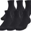 Under Armour Unisex Adult Training Cotton Quarter Socks (6 Pairs) (Large, (001) Black / Black / White)