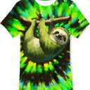 Kids Tie Dye Shirt Size 4-14 T-Shirt for Boys Girls Short Sleeve Tees (L)