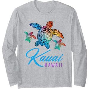 Kauai Tie Dye Sea Turtle Hawaii Family Vacation Long Sleeve T-Shirt, Heather Grey, XX-Large
