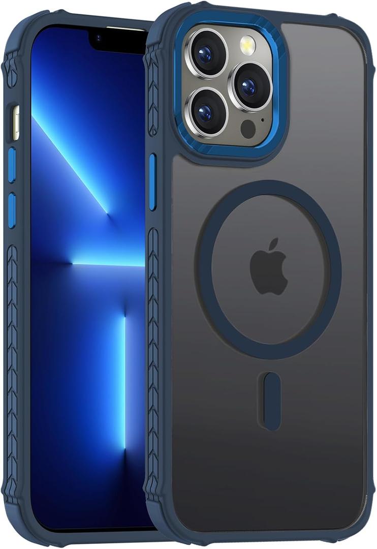 DEERLAMN Strong Magnetic Case for iPhone 15 Pro Max 6.7-Inch,[Compatible with Magsafe][Military Grade Drop Protection] Translucent Matte Shockproof Protective Phone Cover-Forest Blue