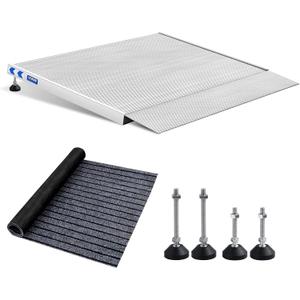 Threshold Ramp for Wheelchairs, 3-5.5" Rise and 30"36" Platform Aluminum Wheelchair Ramp, Door Threshold Ramps with a Non-Slip Thick Door Mat